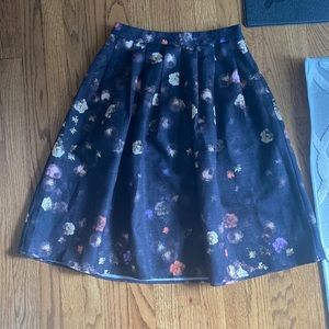Black and floral high waisted skirt